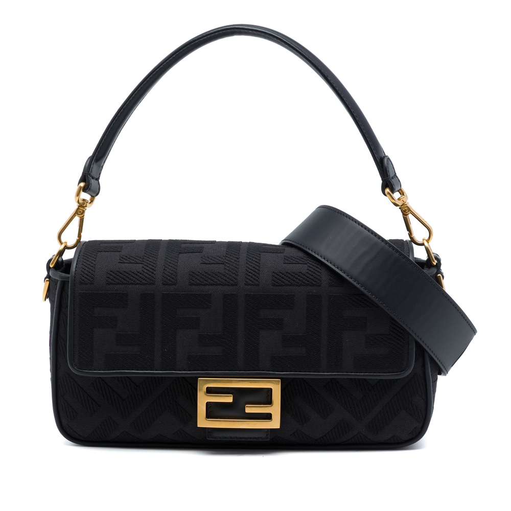 Pre-Loved Fendi Zucca Embroidered Canvas Baguette Satchel